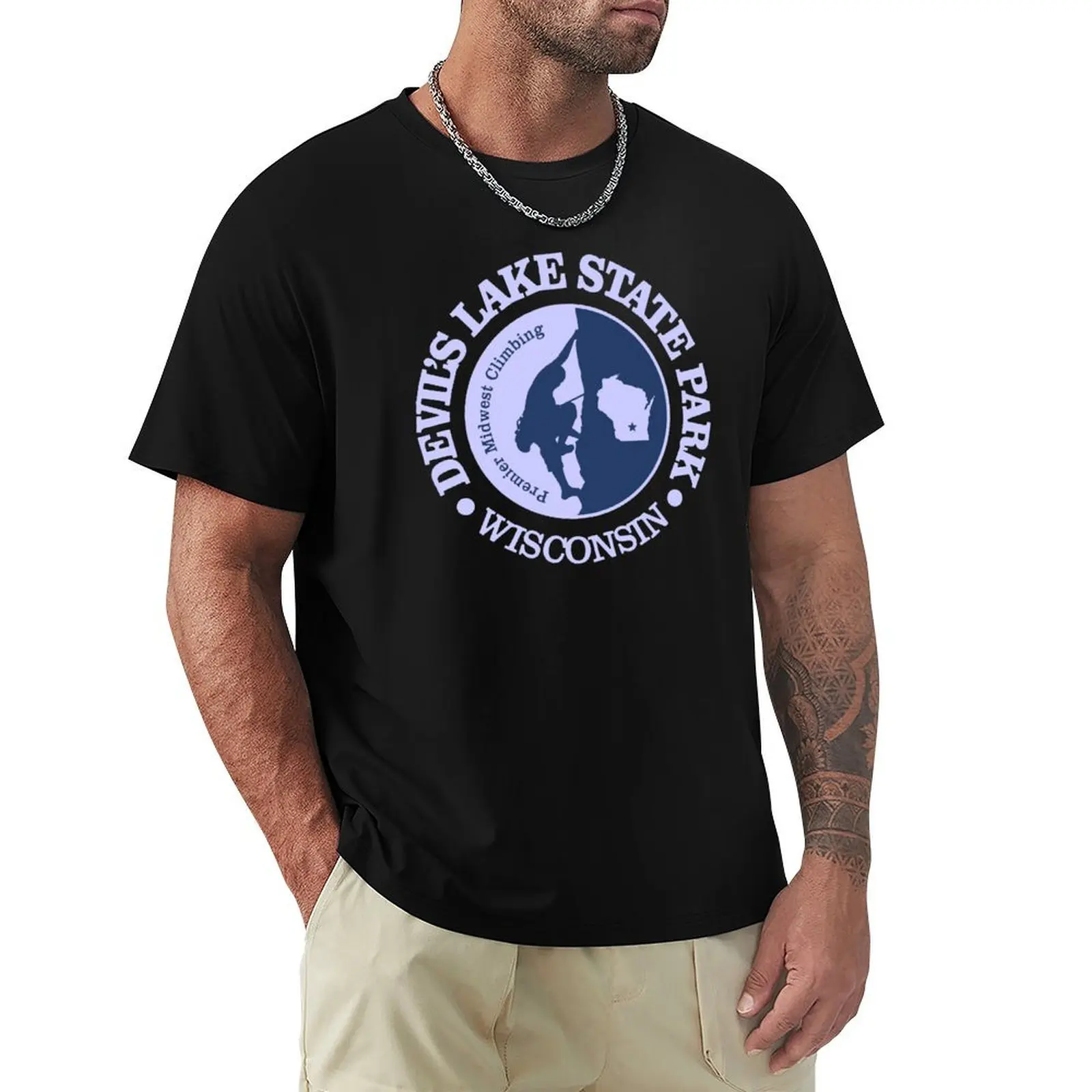 Devil_s Lake Climbing. (CLB) T-Shirt Comfortable Daily Wear Tee