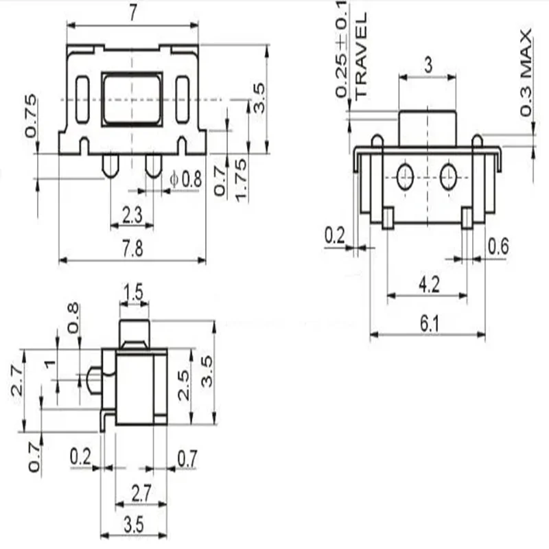 3*6*3.5MM 3*6mm 3X6X3.5 Micro Tactile Tact Keys Buttons SMD Push Side Button Switches