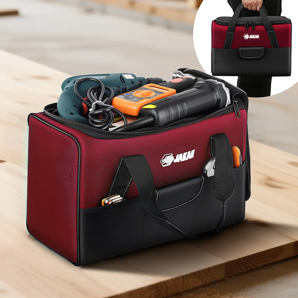 Robuste Werkzeugtasche mit breiter Öffnung und Taschen – Detail 1