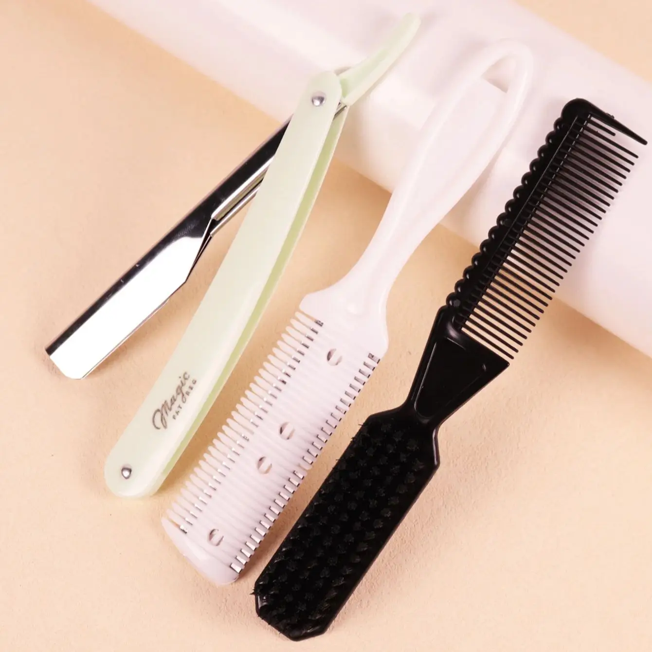 Hair Styling Tool - Double-Sided Styling Brush with Shaver
