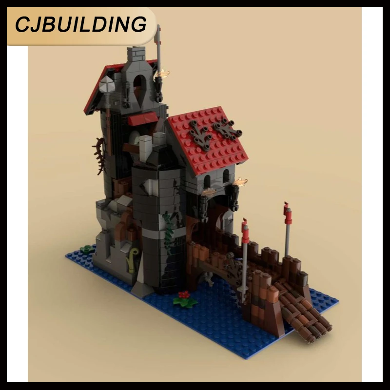 847PCS Moc Abandoned Wolfpack Tower Architecture Model Building Blocks DIY Creative Assembly Bricks Toy MOC-66312