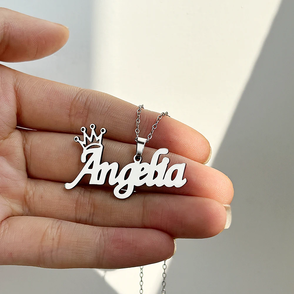 

Personalized Customized Name Necklace Stainless Steel Crown Pendant Ladies Premium Elegant Jewelry Birthday Valentine's Day Gift