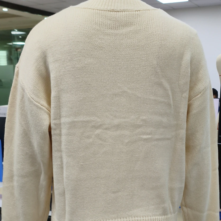 سترة نسائية فضفاضة خفيفة الوزن عصرية بطباعة سمكة تجريدية وأكمام طويلة ورقبة دائرية متماسكة #4