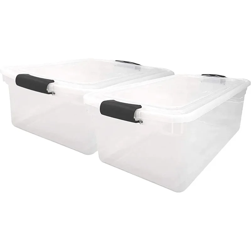 

HOMZ 64-Quart Clear Plastic Stackable Storage Bin with Lid Container Box with Latching Handles for Home Garage Organization