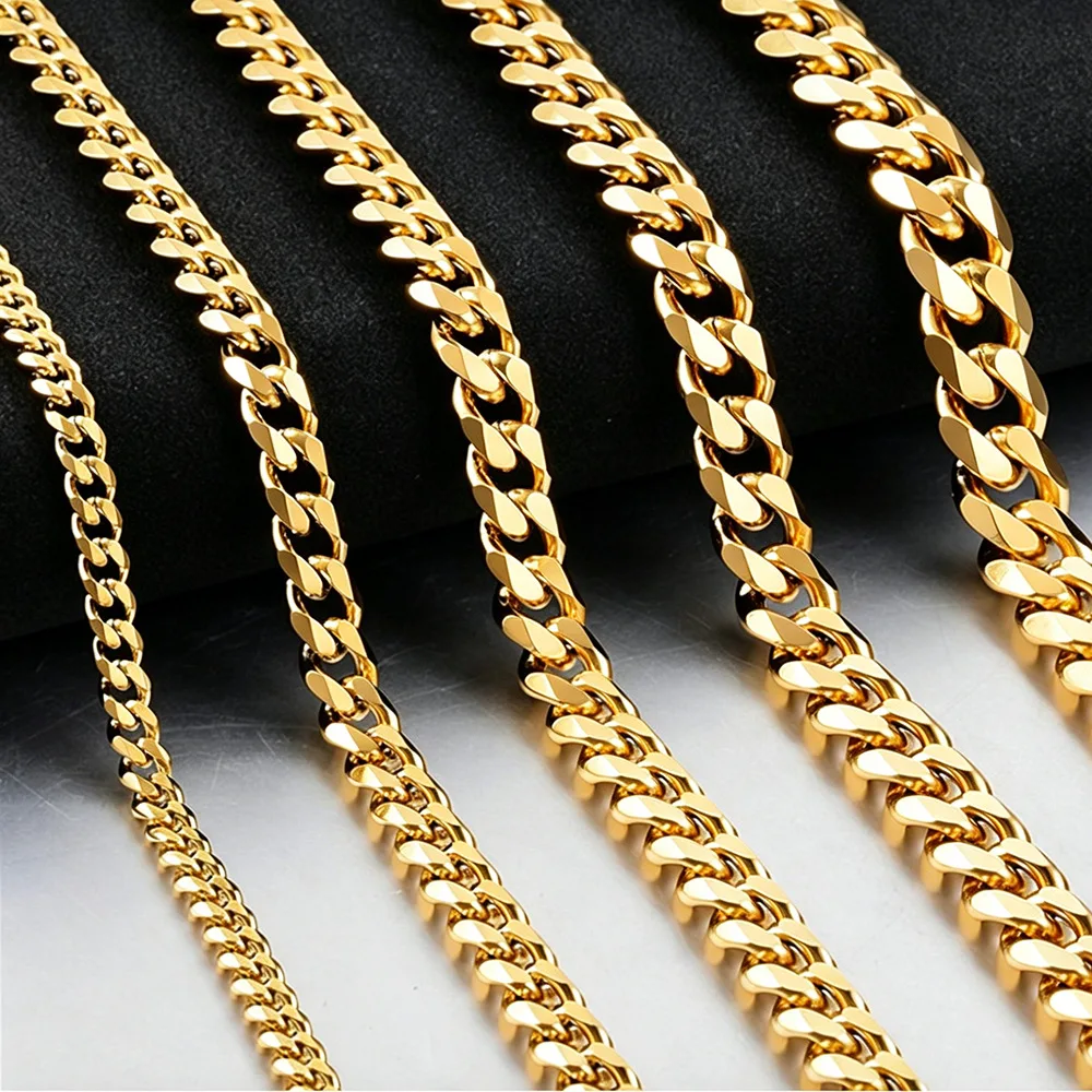 3mm Herren Kubanische Kette Halskette Einfache Edelstahl Halskette Mode Titan Stahl Schmuck Trend Zubehör Geschenk
