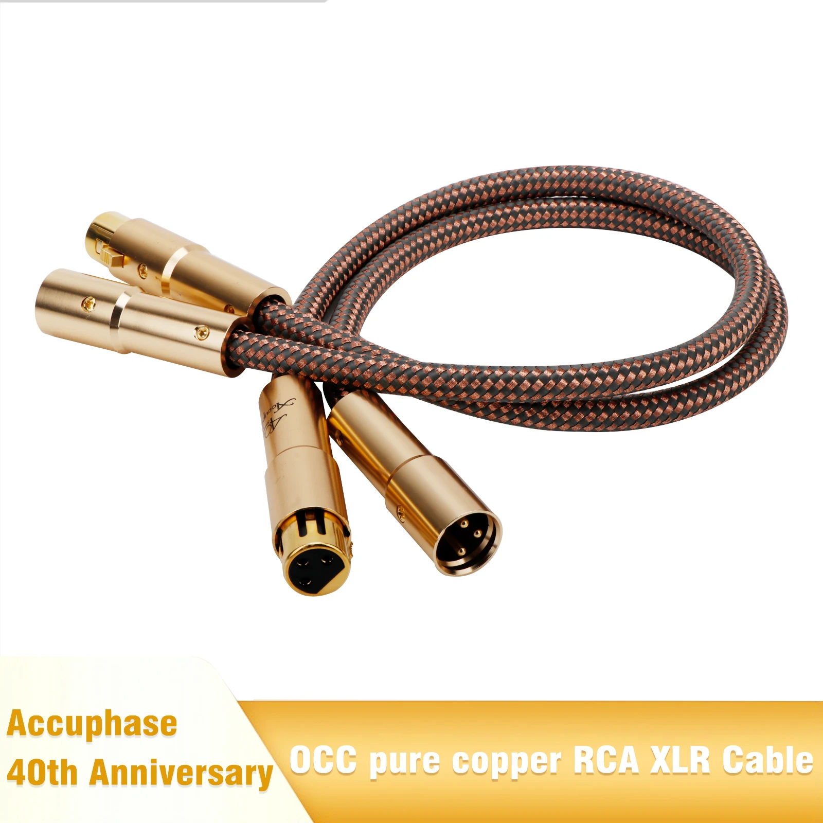 Pair Accuphase 40th XLR Cable Wire OCC XLR Male to Female High Purity Oxygen Free Copper Cable X434