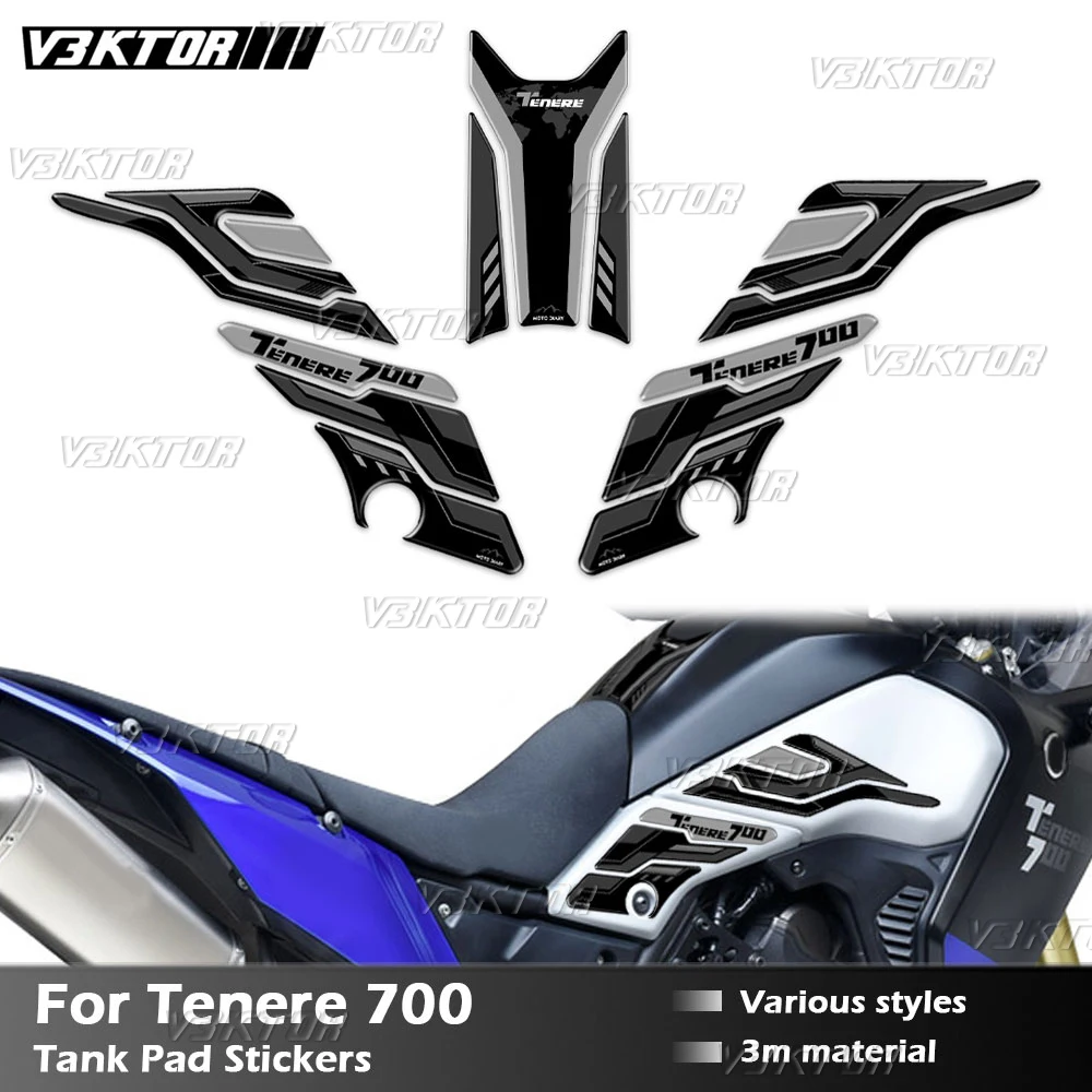 

For Tenere 700 TENERE700 Fuel Tank Pad Sticker Oil Gas Cap 3D Decal Cover Protector Waterproof 2019-2023 2024