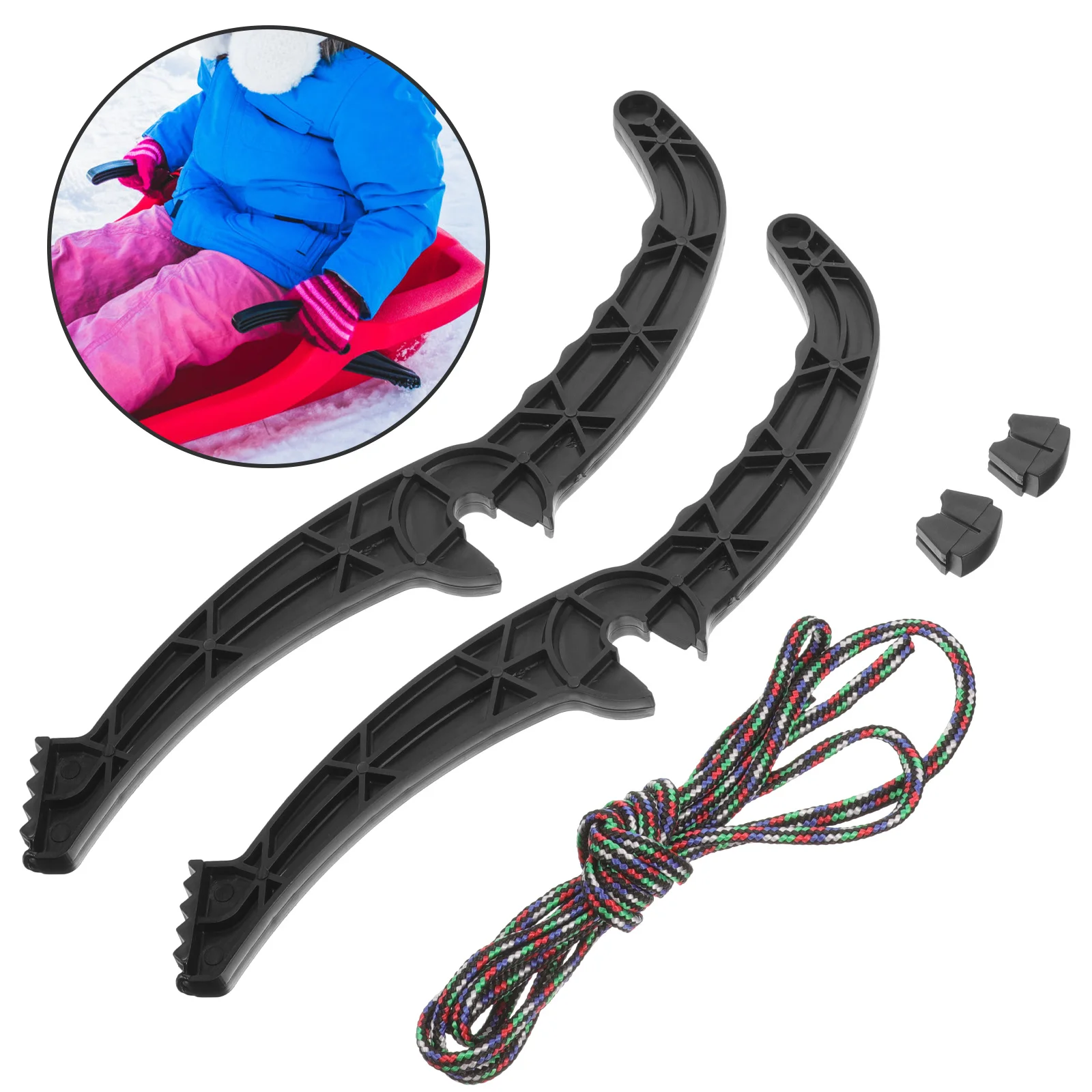 2 مجموعات زلاجات الثلج رافعة الفرامل عملية بسيطة استخدام آمنة مكافحة زلة لوح التزلج فرامل اليد مقابض حمل مقبض اللوحة #6