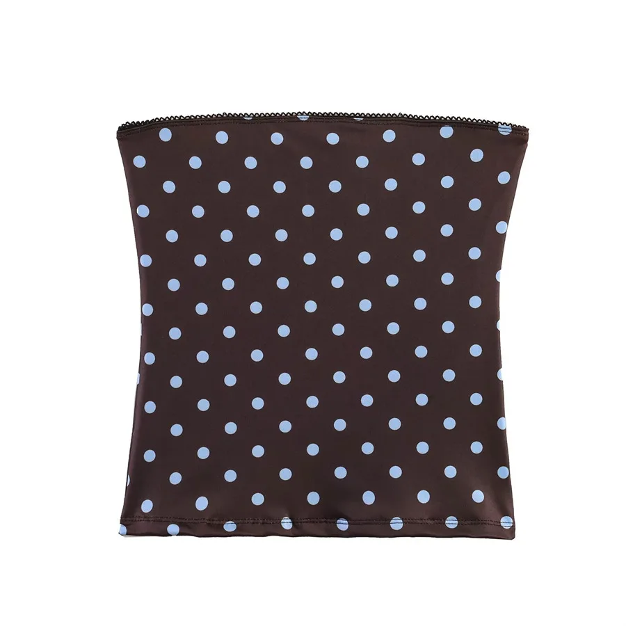 

Withered Women's 2026 New Polka Dot Slim Fit Vest Chest Hugging Sexy Off Shoulder Top Woman Clothes Female Clothing