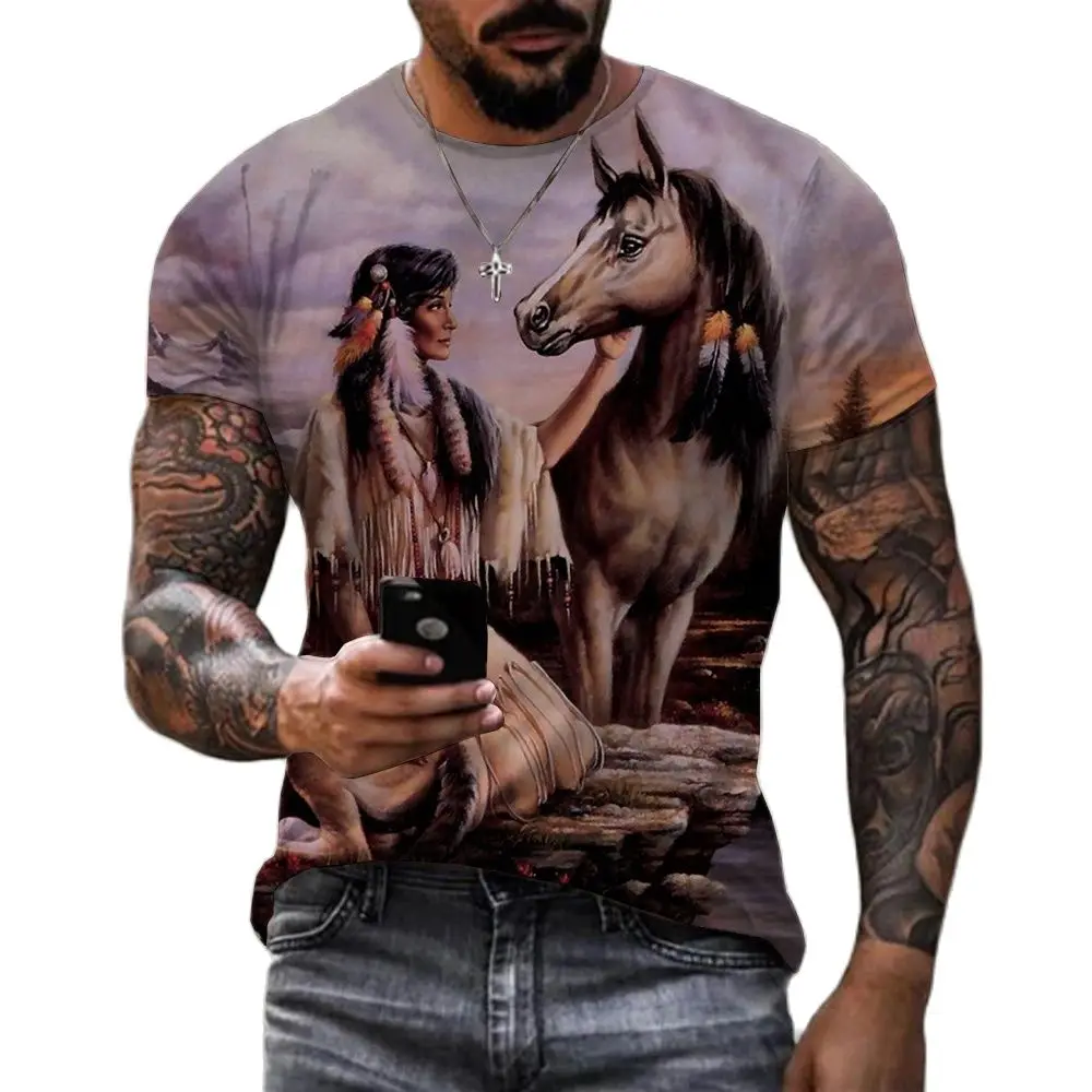 New Indians 3D T Shirt Unisex Summer Fashion Casual O-Neck Short Sleeve Aboriginal Culture Print Men T-shirt Casual Couples Tops