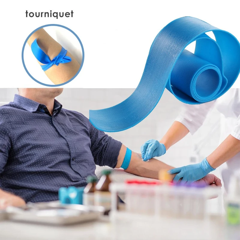 Disposable Emergency Tourniquet TPE Elastic Disposable First Aid Compression Band for Outdoor Bleeding Control Trauma Kit Supply