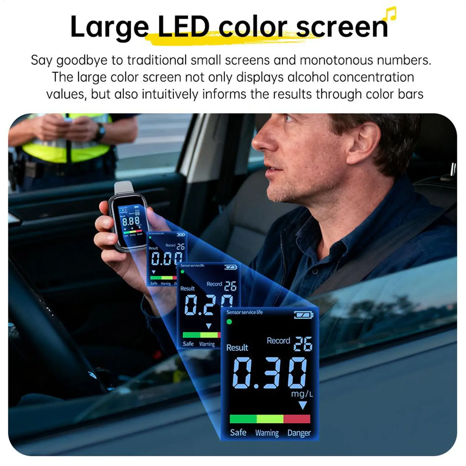 جهاز اختبار الكحوليات جهاز اختبار الكحول الرقمي لجهاز اختبار التنفس الكحولي لقيادة المنزل والسيارة في الهواء الطلق الشخصية #2