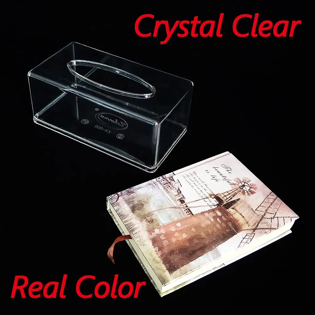 Square Clear Acrylic Tissue Box, Box Covers Rectangular, Bathroom Facial Napkin Box Holders, Table Clear Dryer Sheet Dispenser