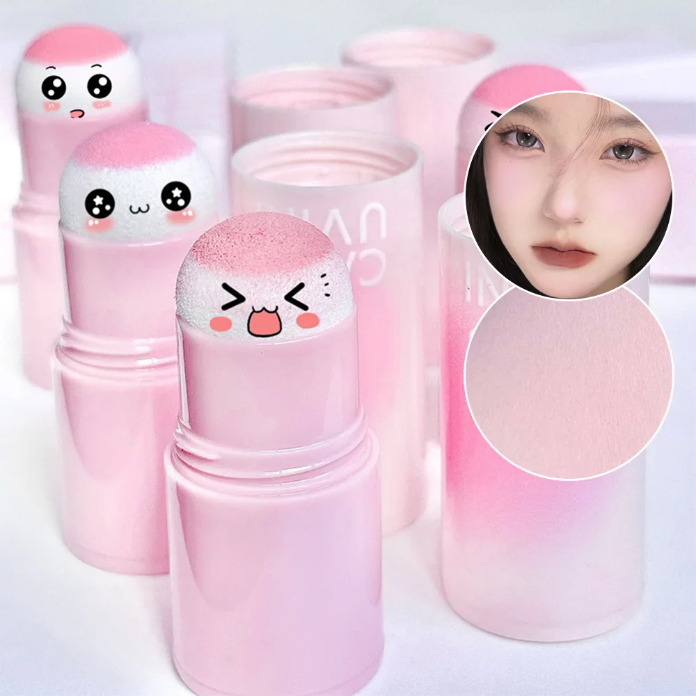 Cappuvini Natural Pink Color Blusher Stick Face Blusher Patting Powder Blusher for Cheeks Cute Korean Style