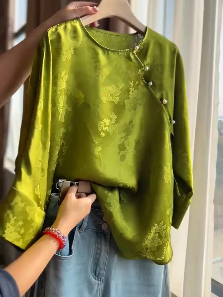 

Новый китайский Sle, элитный ретро-принтер, летний новый свободный топ для похудения, большой размер, корейская версия, рабочая одежда