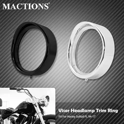 Visera de motocicleta, anillo embellecedor de faro, cubierta de faro LED para Harley Softail Fat Boy FLSTC FLST FLSTFB 1994-2017 FLRT 15-Up