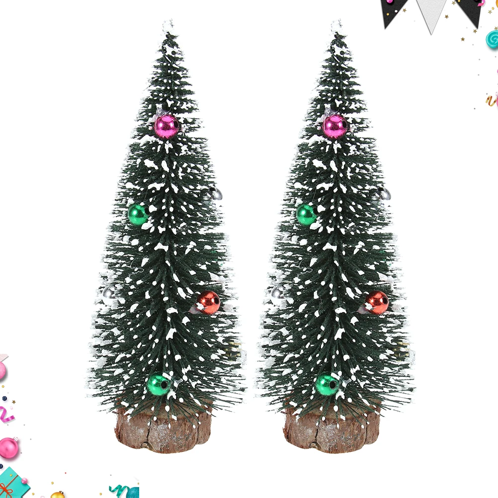 

2 PCS Mini Christmas Tree Ornaments Decoration Decorations Tabletop Bamboo Desktop
