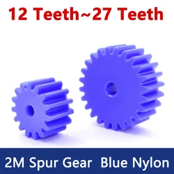 1 pz blu Nylon ingranaggio cilindrico 2 M 12 13 14 15 16 17 18 19 20 21 22 23 24 25 26 27 denti 2 modulo plastica ingranaggio piatto ingranaggi cilindrici