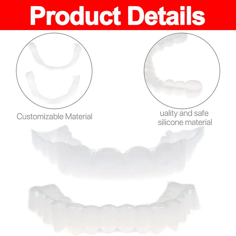 Faux couvre-dents en silicone polaire pour blanchiment des dents, outil de beauté supérieur, dents cosmétiques, placage à pression, ajustement parfait, haute qualité