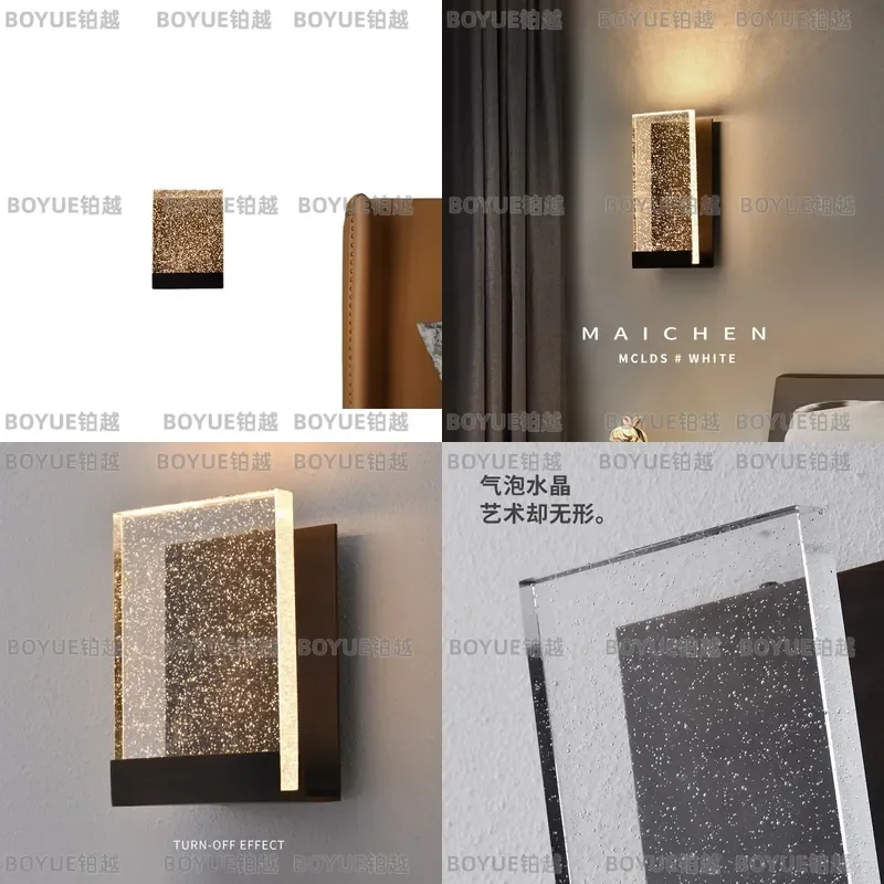 Modern Crystal Wall Sconce Light Luxury Bedroom Bedside Lamp Simple Living Room Decor American Style Art Fixture
