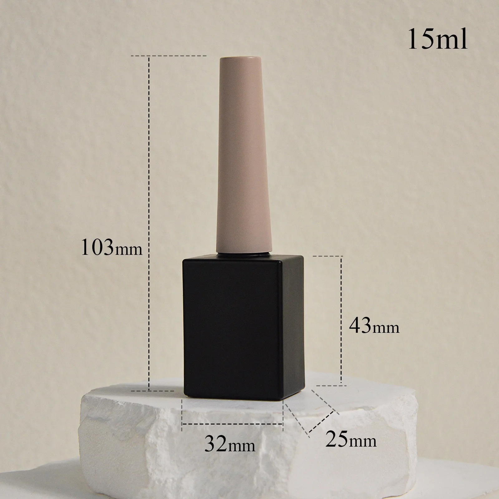 Black Nail Polish Bottle 15ml Cosmetic Nail Polish Bottle Packaging Square Bottle Empty Glass Nail Gel Bottles With Brush