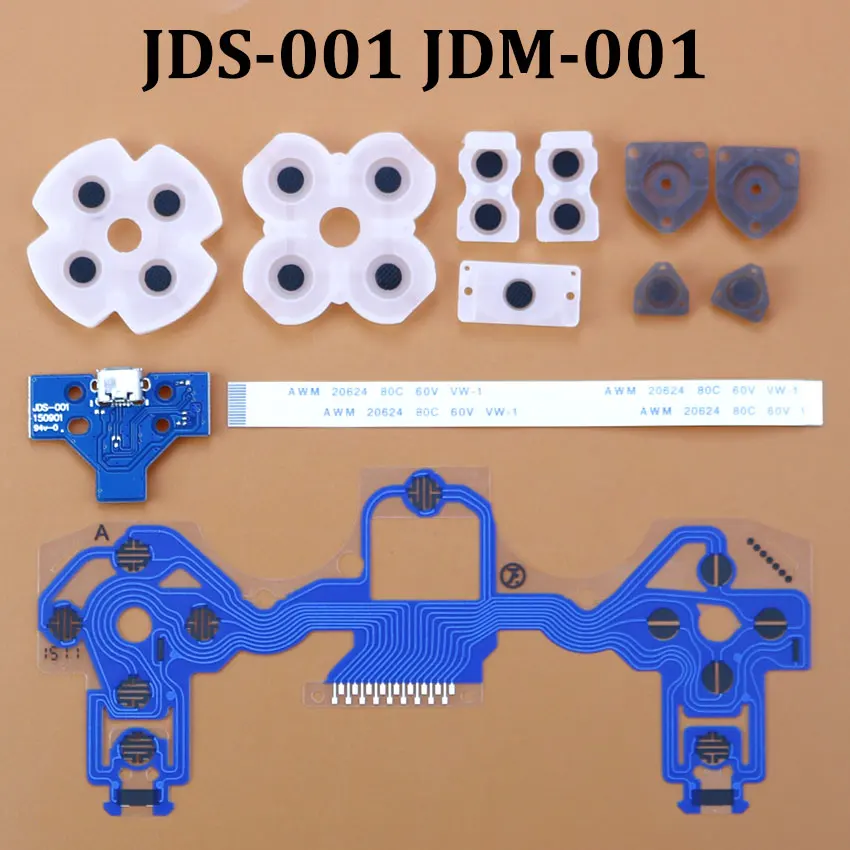 JDM-001/011 JDS-030 JDS-040 JDS-055 USB De Charge Port Conseil Film Conducteur En Caoutchouc De Silicone Bouton Pour PS4 Pro Mince Contrôleur