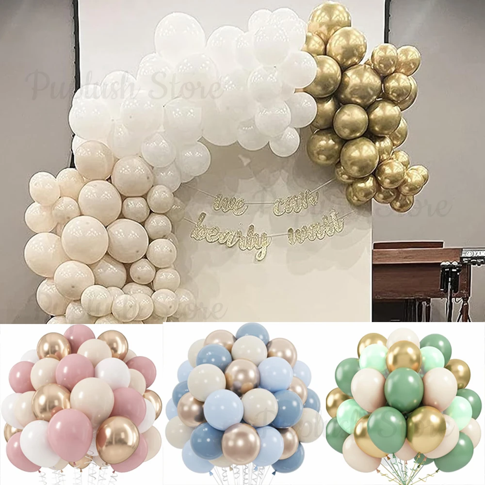 40Pcs Boho White Sand Balloons 10inch Chrome Gold Pink Blue Green Latex Balloons for Baby Shower Wedding Birthday Party Decor