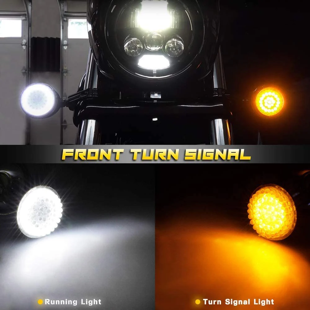 

#395V 4PCS Smoked Front Turn Signals LED Lights Panel Motorcycle 1157 Insert Kit for Dyna Road Street Glide (Photo Color)