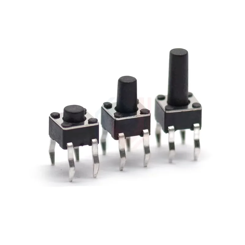 50Pcs Power Switch 4Pins 4.5 X4.5mm Touch Switch Pin Vertical Micro Motion Button Micro Button PCB Panel Keypad Button Switch
