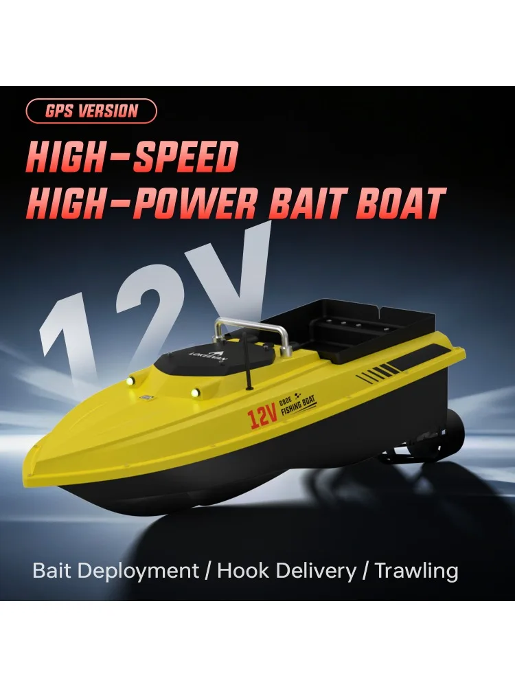 2026 Neues D80E GPS Köderboot, Schnelles Bootmodell, 46800 mAh, GPS+Beidou Dual-Positionierungssystem, Sonar-Sensor für Wassertiefen- und Temperaturanzeige
