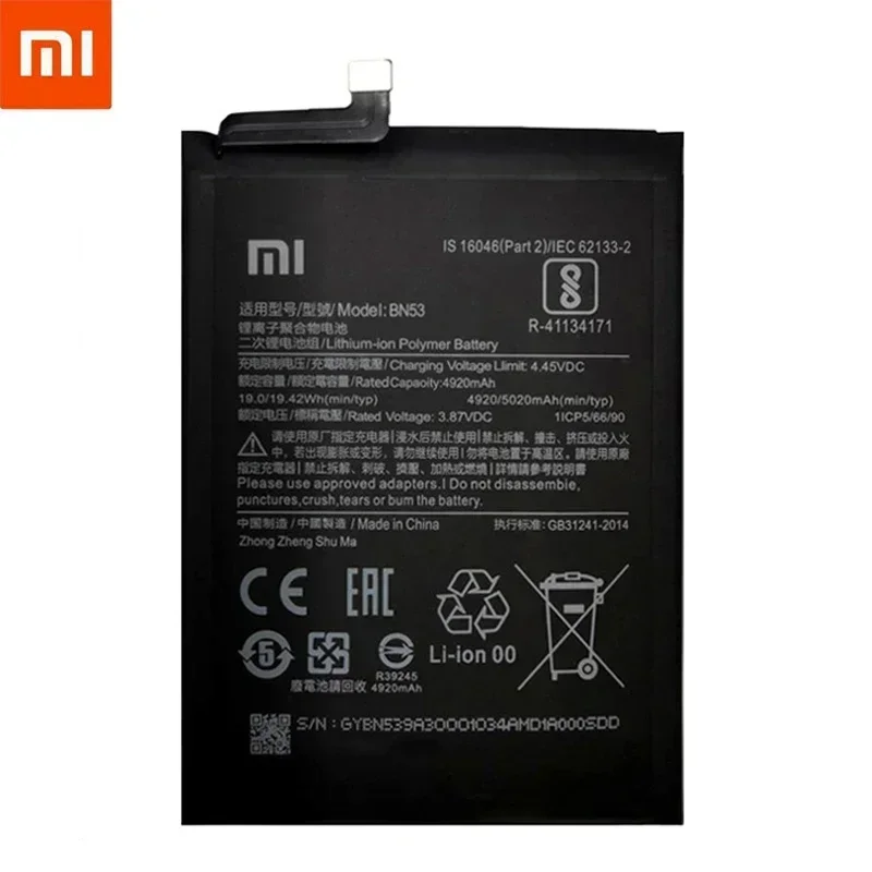 100% Original New 5020mAh BN53 Replacement Battery For Xiaomi Redmi note 9 Pro Bateria Mobile Phone Batteries Free Tools