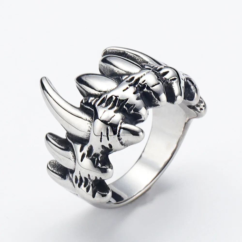 Men's Silver gold black Color Magic Tooth Punk Gothic Metal Ring Personality Bicycle Riding Hip Hop Rock Cool Jewelry