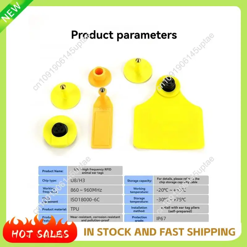 N88R 10Pcs RFID Uhfanimal Ear Tag ISO18000 6C Electronic Ear Tag Rfid Uhf Tag 860-960Mhz LF 134.2Mhz