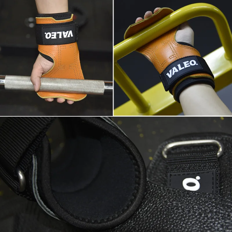 Cowhide Weight Lifting Glove Heavy Duty Strap Alternative Power Lifting Hook Weightlifting Grip W/ Wrist Strap for Bodybuilding