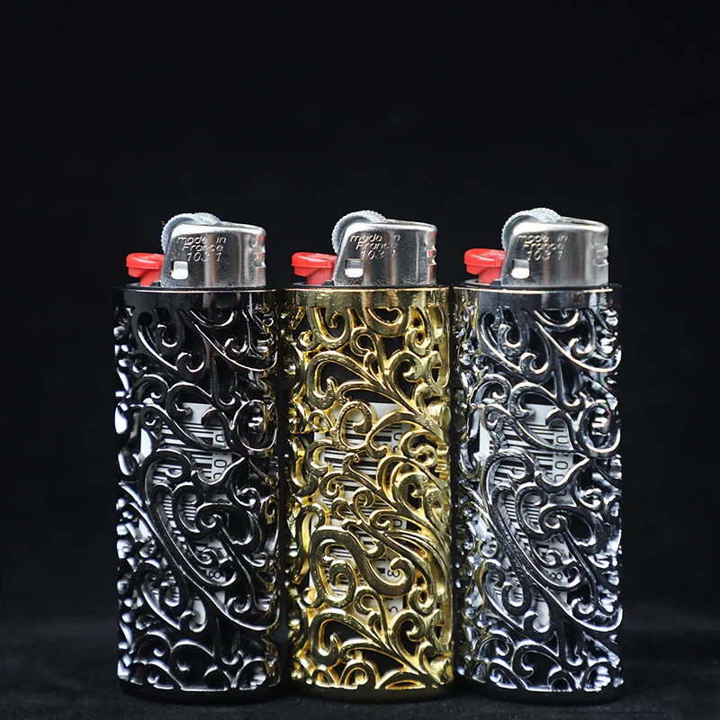 Retro Metal Lighter Case Sleeve Cover with Hollow Out Design for BIC J6 A Perfect Smoking Accessory Gift