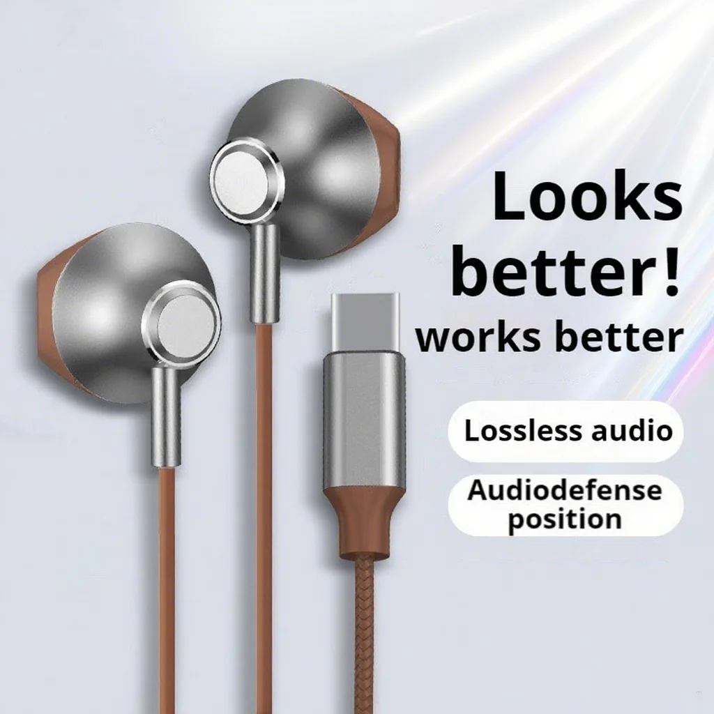 NEWMSNR 9D Surround Bass Type C&3.5mm Headphones Wired Control Headset With HD Mic Earbuds for IPhone15/16 and Samsung Earphones