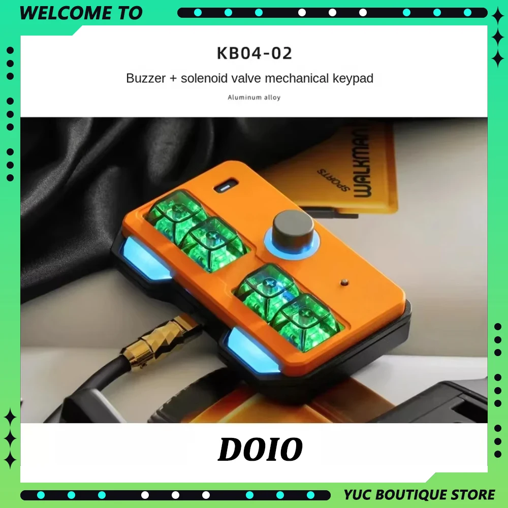 DOIO KB04-02 Custom PC Mechanical Keyboard  Aluminum Alloy QMK VIA Buzzer Solenoid Valve Keypad Type-C OLED Christmas Gift