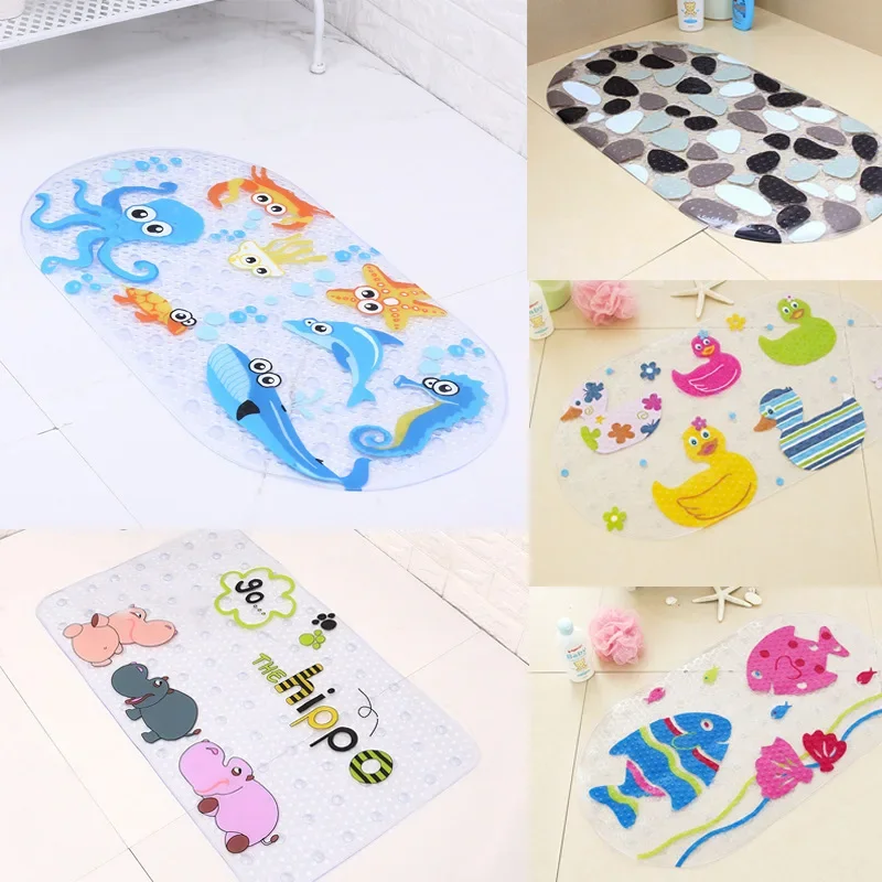 

Pattern Cartoon Non-Slip Bathroom Mat PVC Bottom Suction Cup Shower Mat for Child Drainage Bath Pad Bathtub Mat Eco-friendly