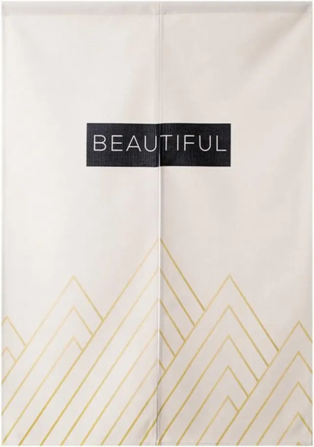 Minimalist Geometric Noren Curtain, Gold Chevron Pattern with 