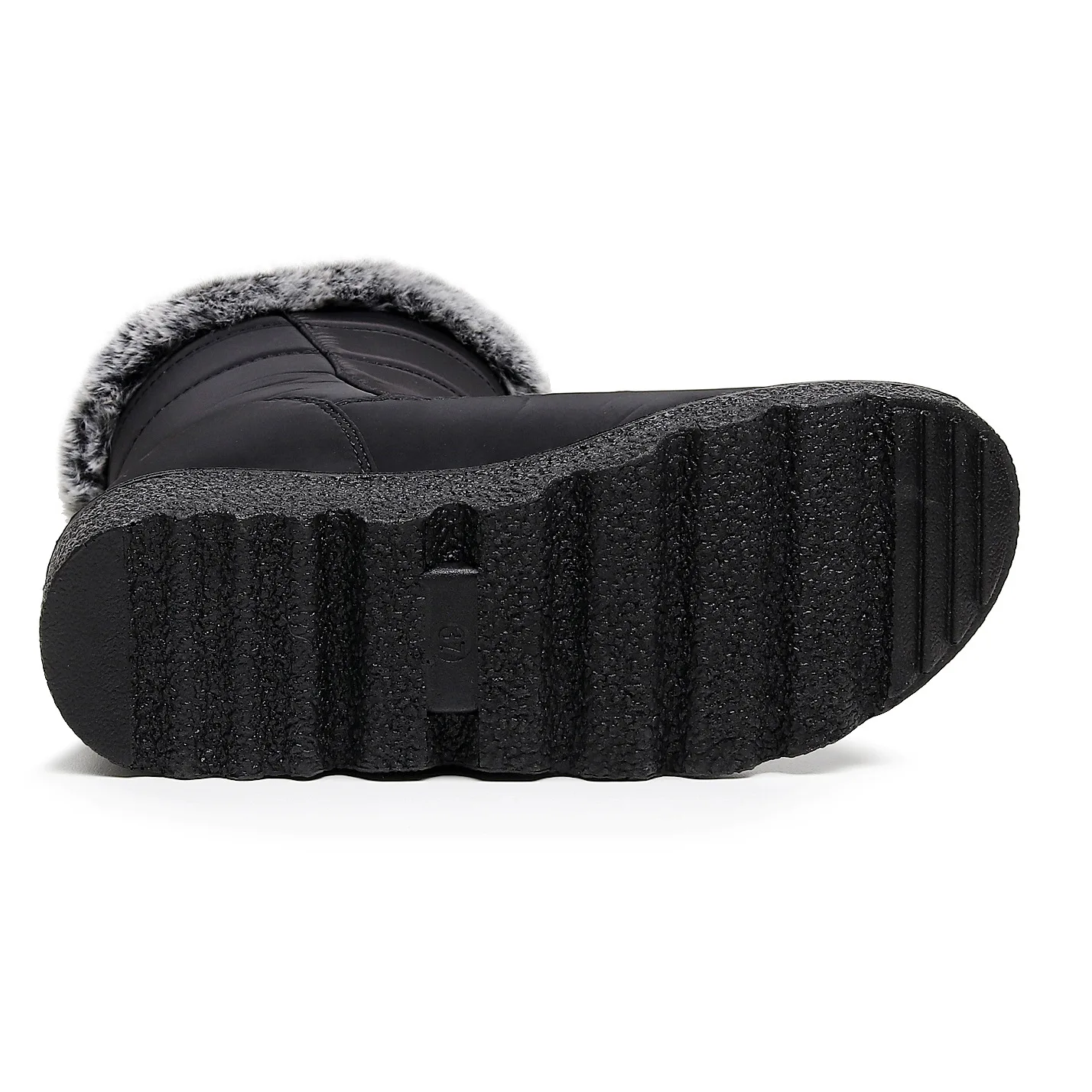 Damen-Winterstiefel bis zur Wadenmitte, wasserdicht, mit Kunstfell gefüttert, mit Klettverschluss, rutschfest, dicke Sohle, warme Outdoor-Stiefel für kaltes Wetter. – Detail 12