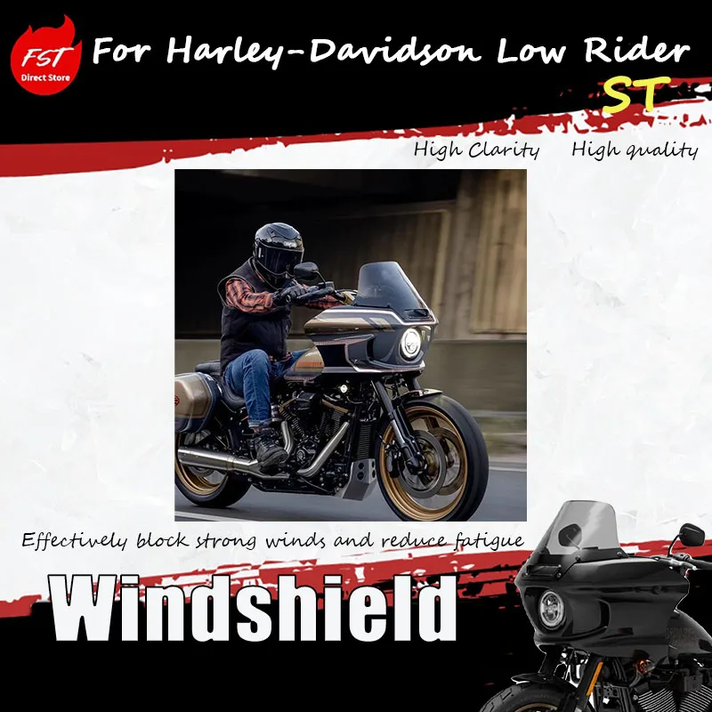 

For Harley-Davidson Low Rider ST, add a raised windscreen, front windshield glass rain shield, and chest protection.