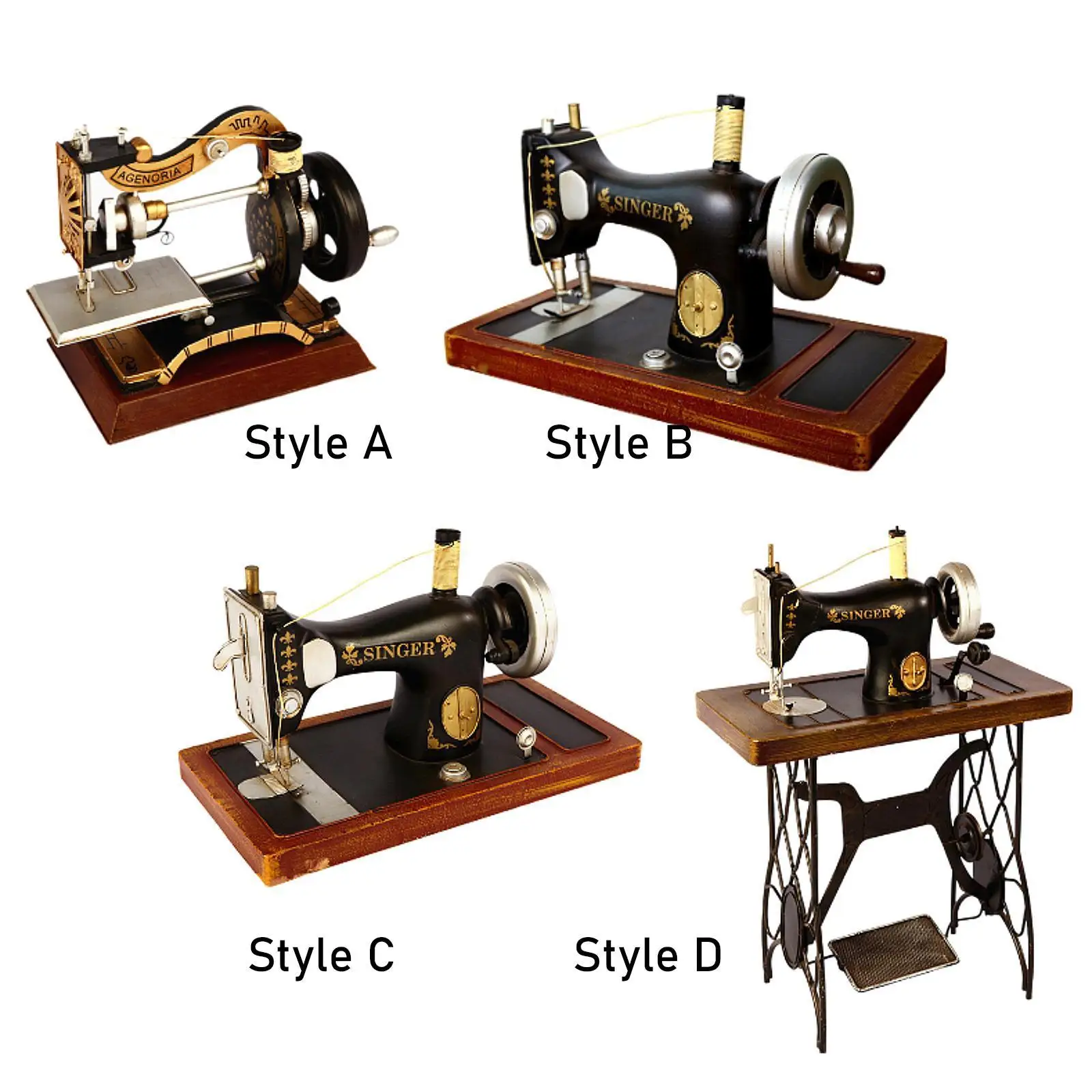Vintage Sewing Machine Model Collections Nostalgic Antique Retro Sewing Machine Ornament for Shop Shelf Desk Tabletop Cafe