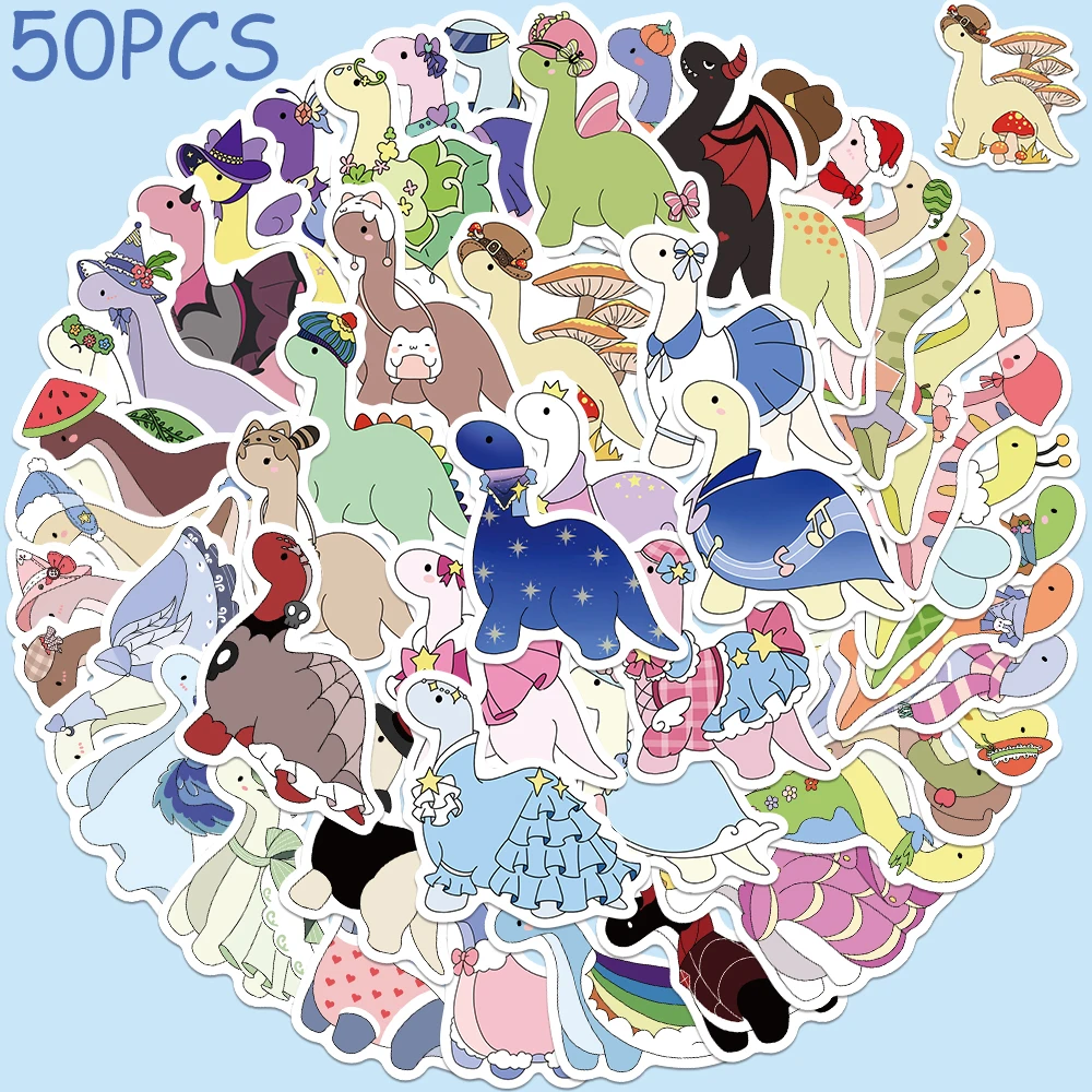 50pcs Colorful Dinosaurs Stickers Decals For Laptop Skateboard Suitcase Guitar DIY Graffiti Aesthetic Stickers Kids Toys Gifts