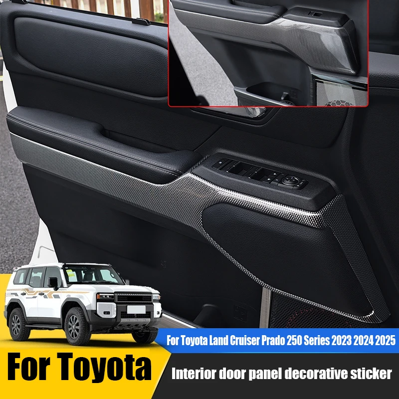 Car interior door panel decorative sticker made of ABS material For Toyota Land Cruiser Prado 250 Series 2025 2024