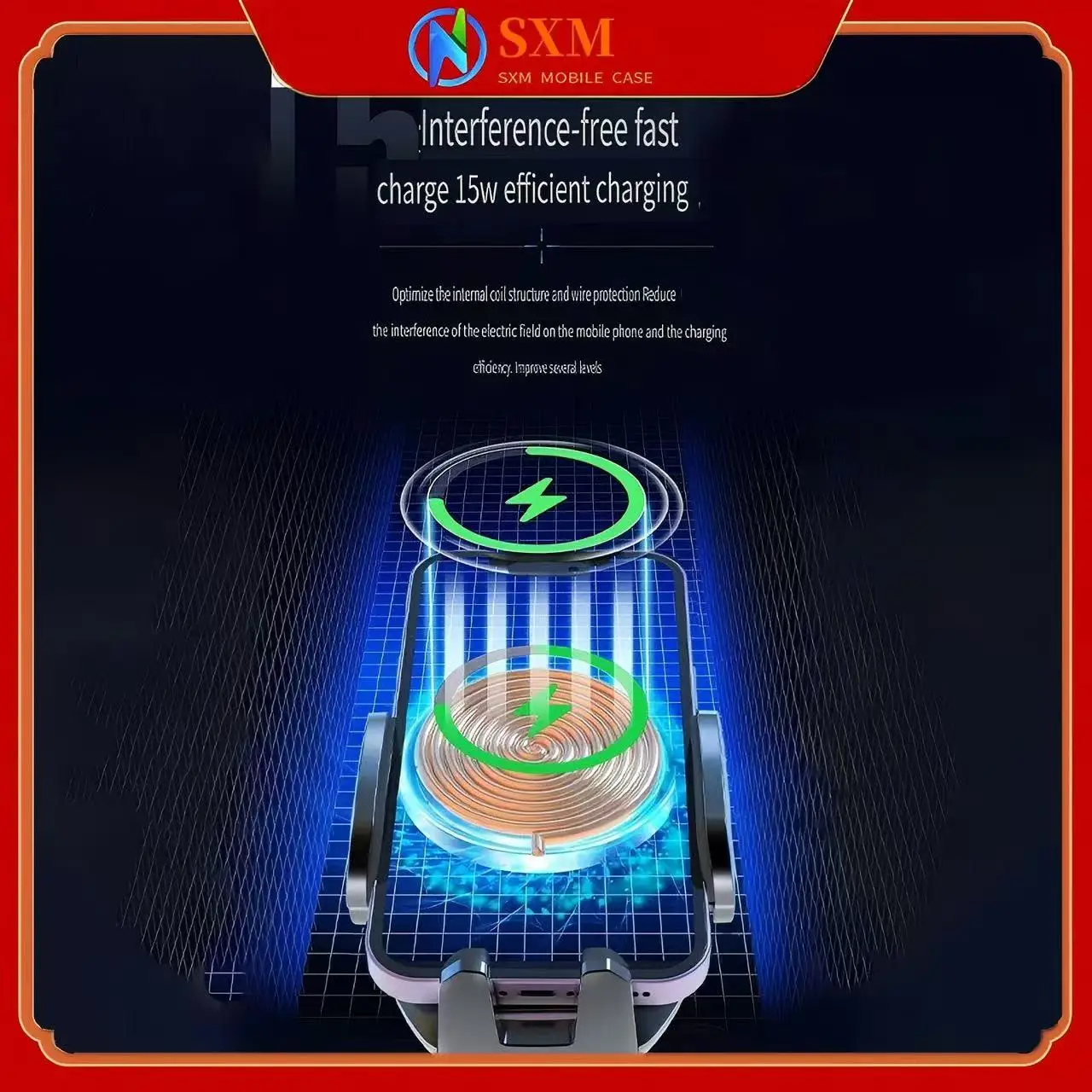 

The snap-on wireless charging car mobile phone holder supports fast charging wireless induction 15W air outlet bracket