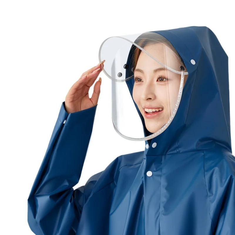 Adult Long EVA Raincoat Motorcycle Poncho Full Body Coverage Heavy Rainproof Electric Vehicle Special External Zipper Raincoat