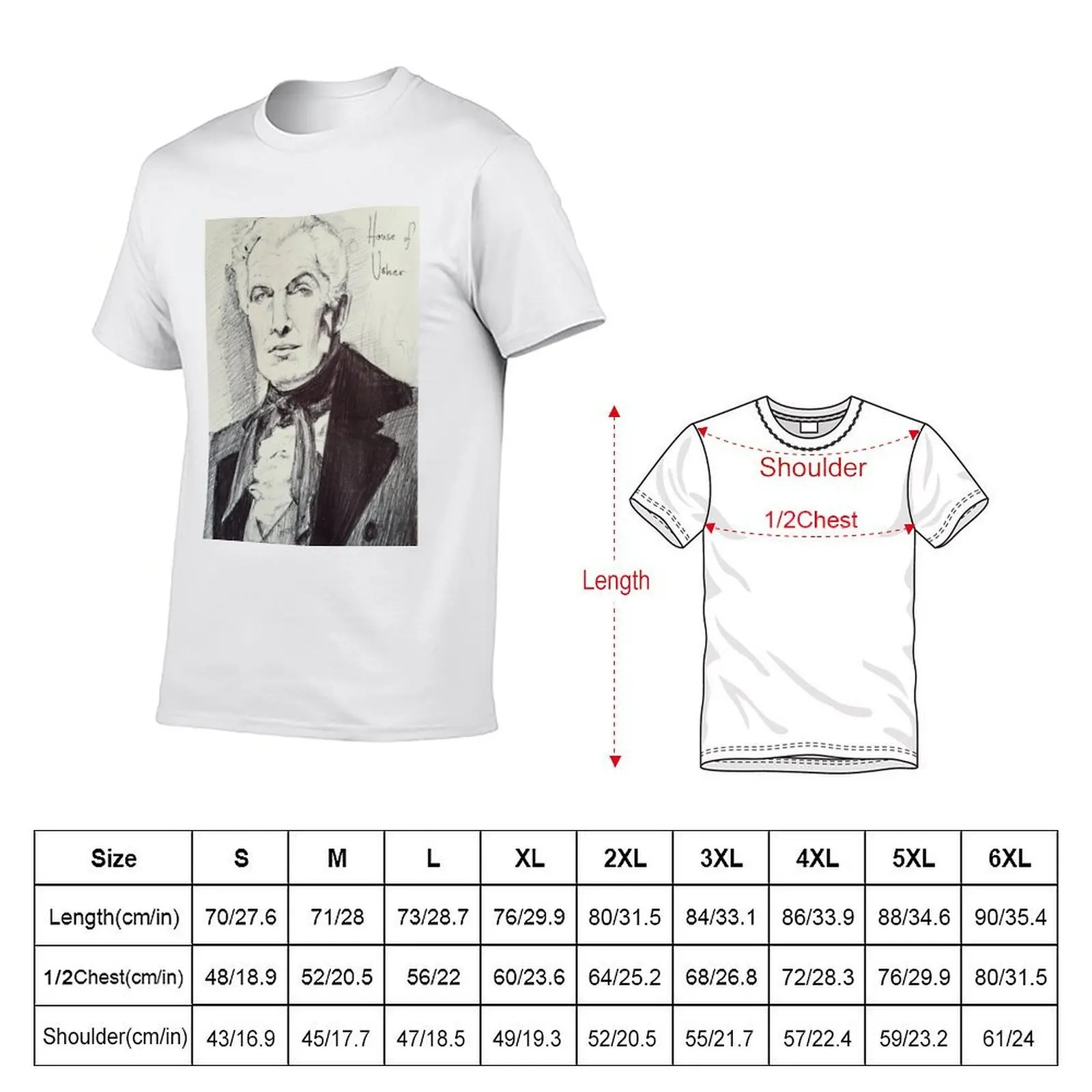 Vincent Price House of Usher T-Shirt man t shirt cotton high quality t shirts for man graphic tees T-Shirt