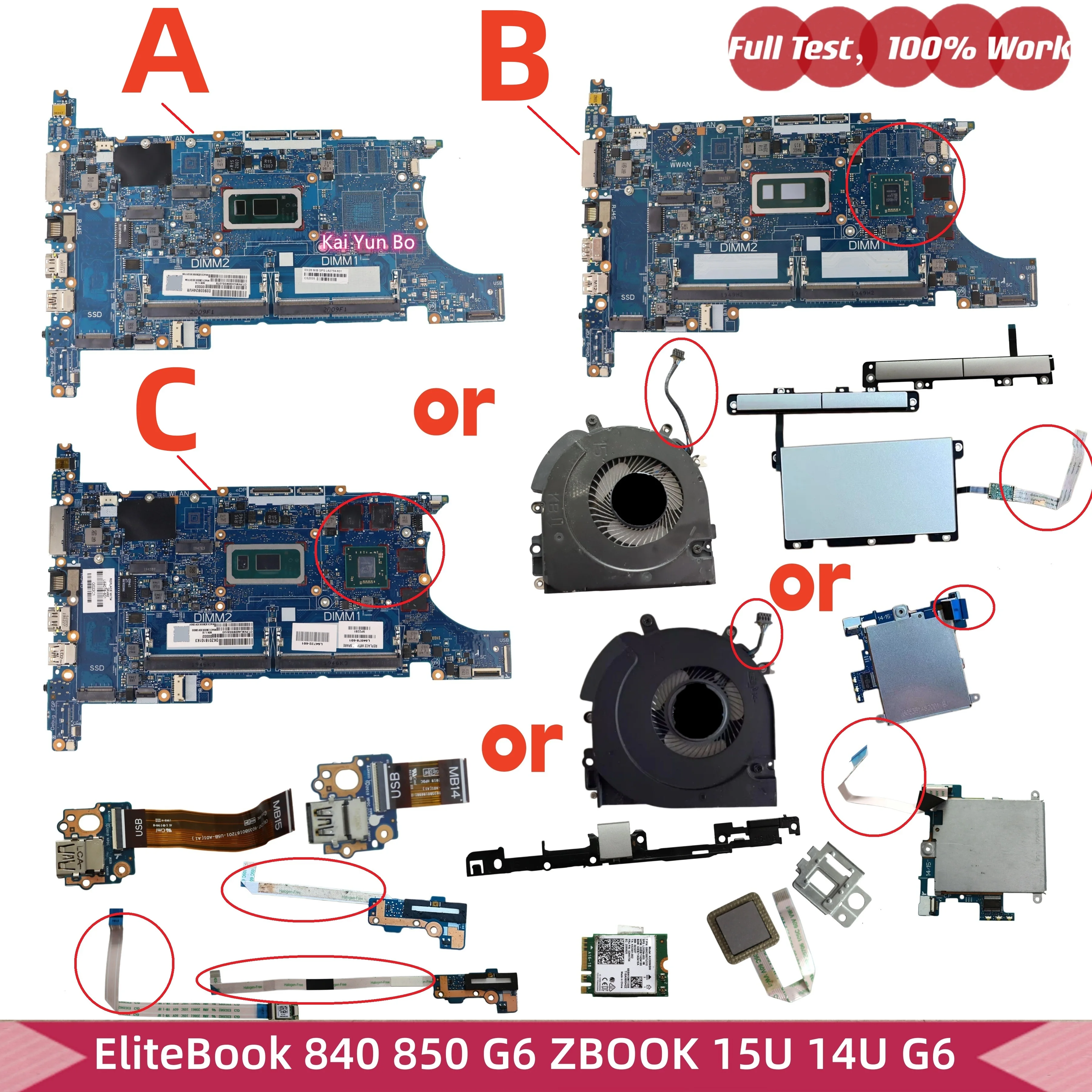 Para HP EliteBook 840 G6 850 G6 ZBOOK 15U 14U G6: Ventilador de Placa Base, Altavoz, Módulo de Huella Dactilar, NFC, Lector de Tarjetas Inteligentes, Panel Táctil, Encendido 6050A3022501 6033B0069001 6050A3022601