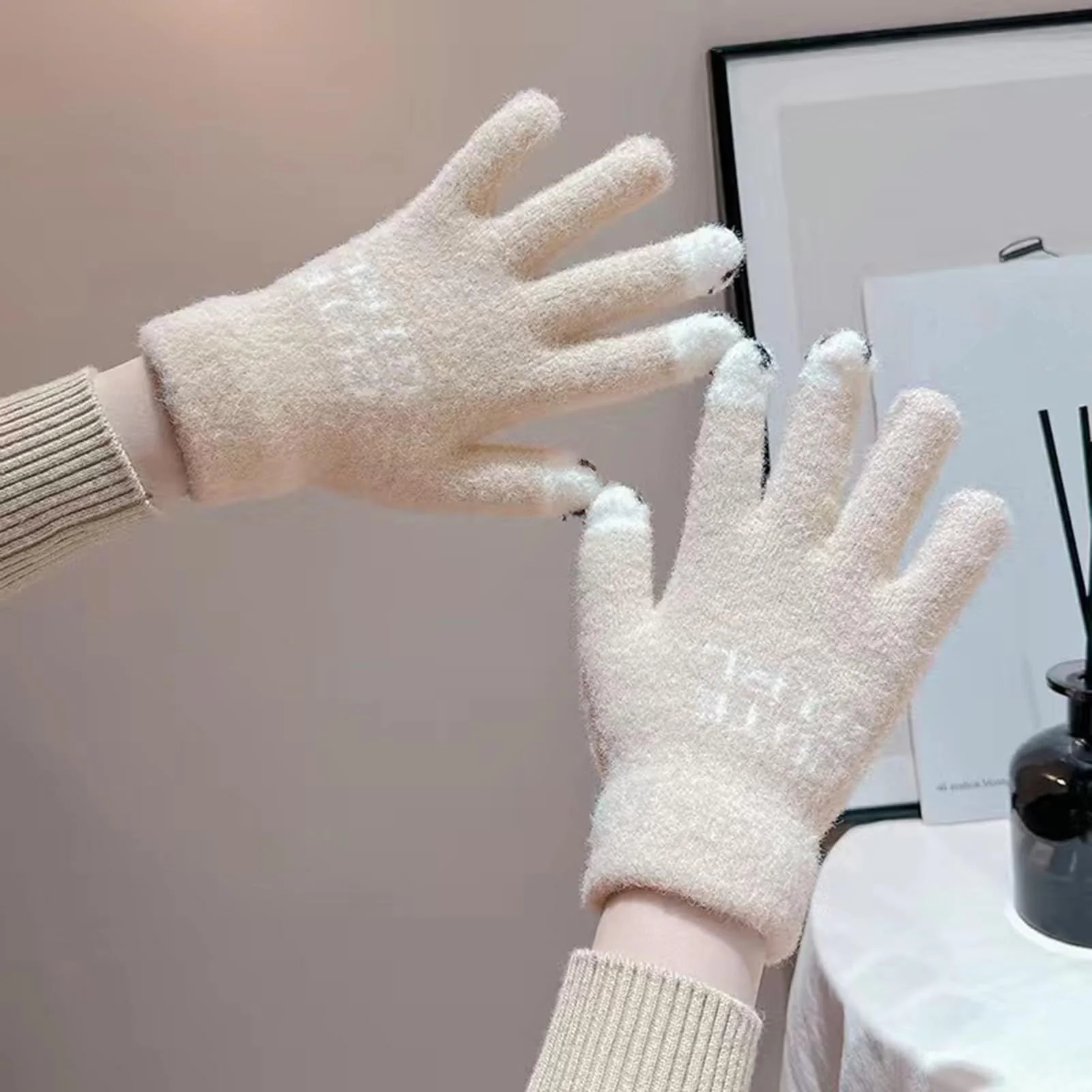 

Зимние теплые вязаные перчатки, модные перчатки ручной работы с сенсорным экраном для холодной погоды для женщин и мужчин, праздничные подарки