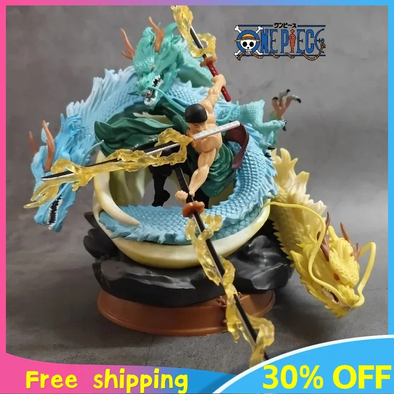 

20cm ONE PIECE Anime Peripheral Three Dragons Roronoa Zoro Figure Pvc Model Desktop Ornaments Collection Festival Gifts Toys Kid